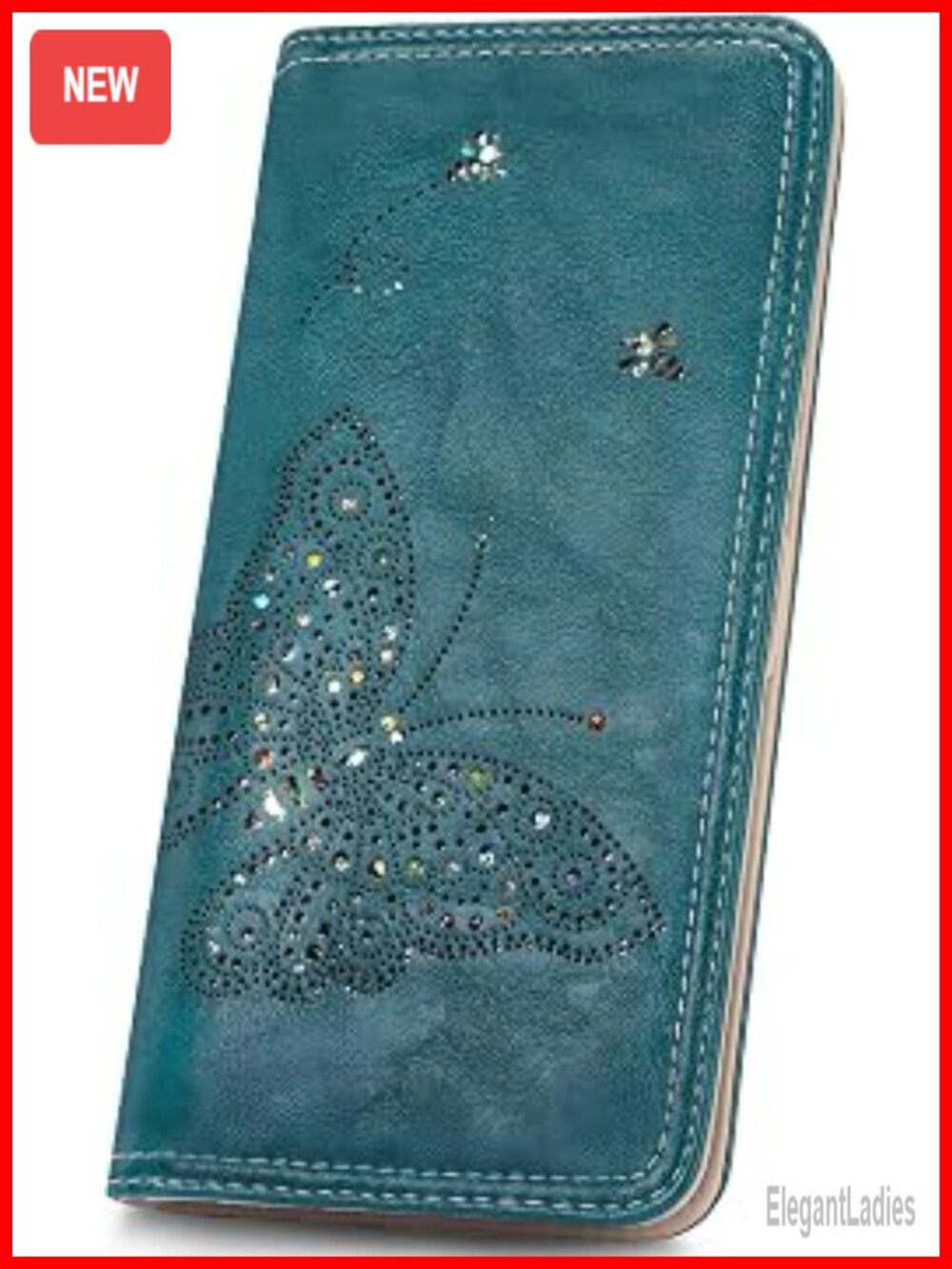 RFID Blocking Bi-Fold Wallet with Butterfly Design - Faux Leather